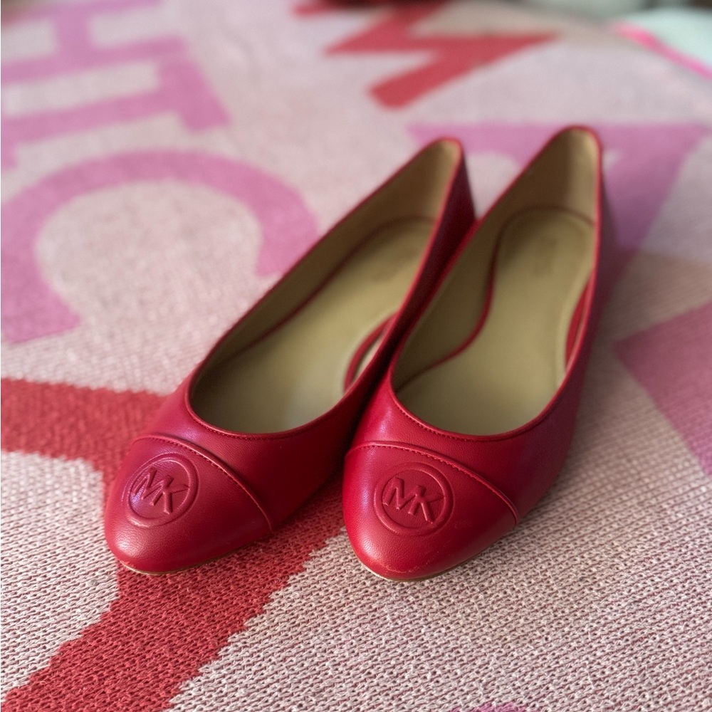 Michael Kors Red Leather Ballet Flats